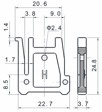 Technical drawing and dimensions for TSP 83474-H0