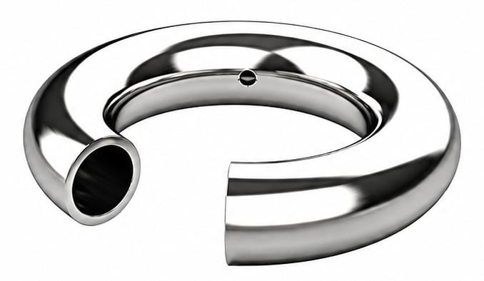 Cutaway illustration of a hollow metal sealing ring showing the tubular cross section