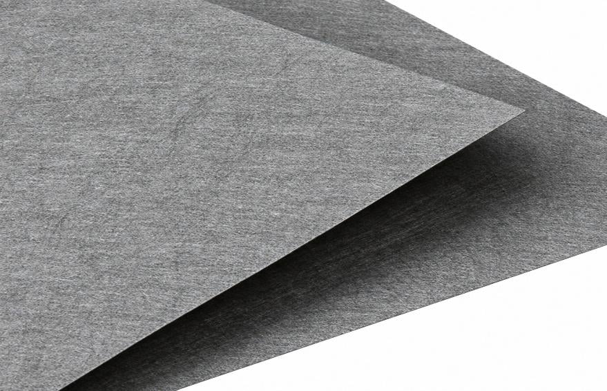 Close view of a stainless steel fibre sheet surface and edge