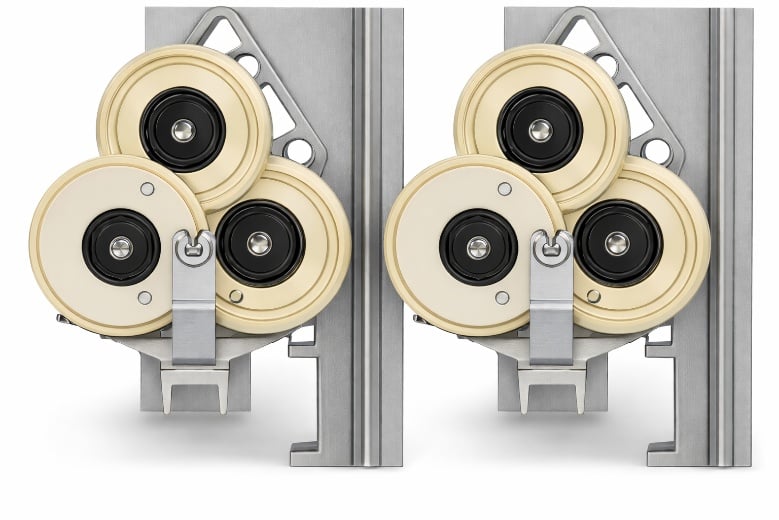 End view of the P2XL assemblies showing the three spindle disc configuration