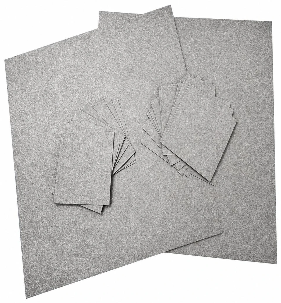 Stainless steel fibre felt sheets and cut samples