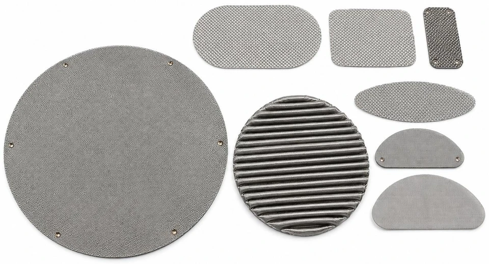 Representative stainless steel screen profiles, mesh constructions and a pleated screen