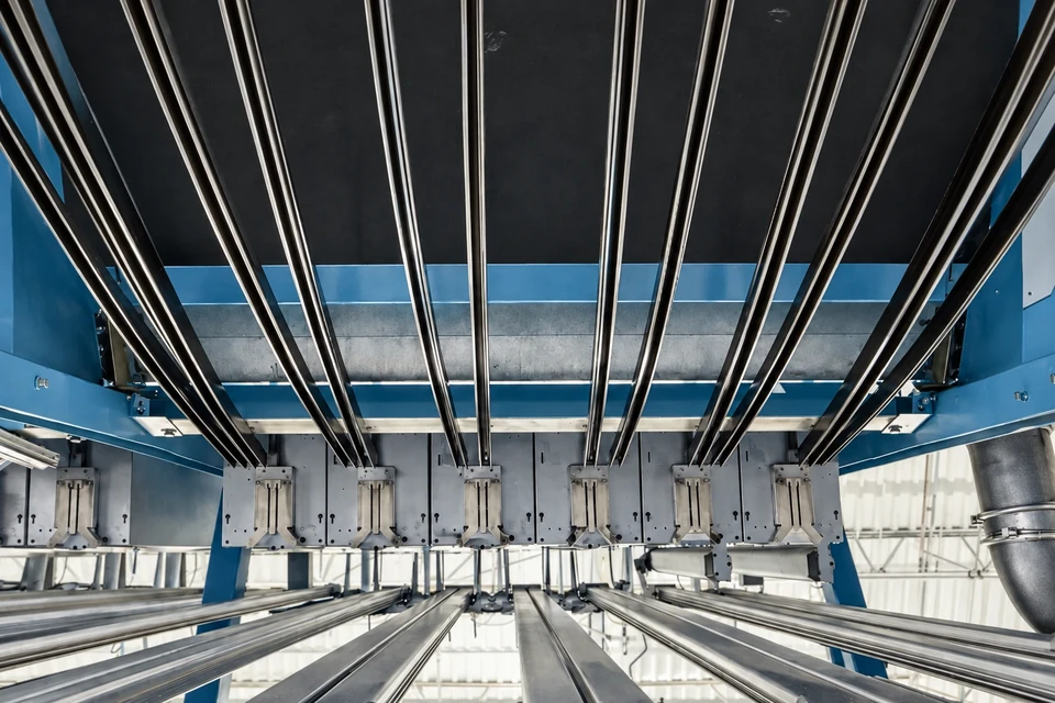 HE cooling tracks retrofitted to a Barmag AFK draw texturing machine