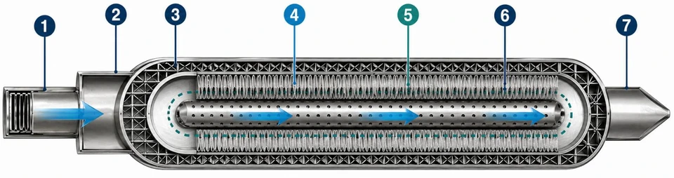 Representative candle construction and flow path. The approved drawing governs the supplied design.